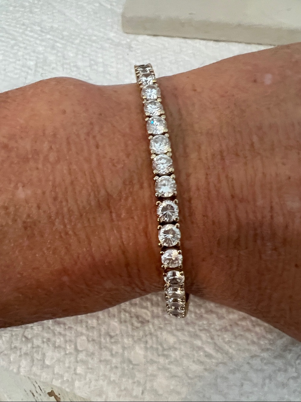 Stunning 925 Sterling Silver gold wash CZ Tennis bracelet